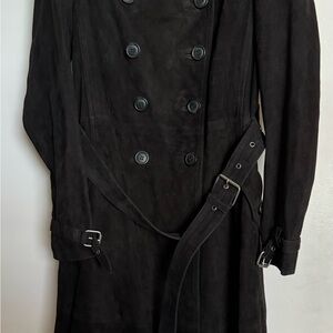 NWT Rebecca Minkoff Amis Suede Leather trench coat jacket black Medium